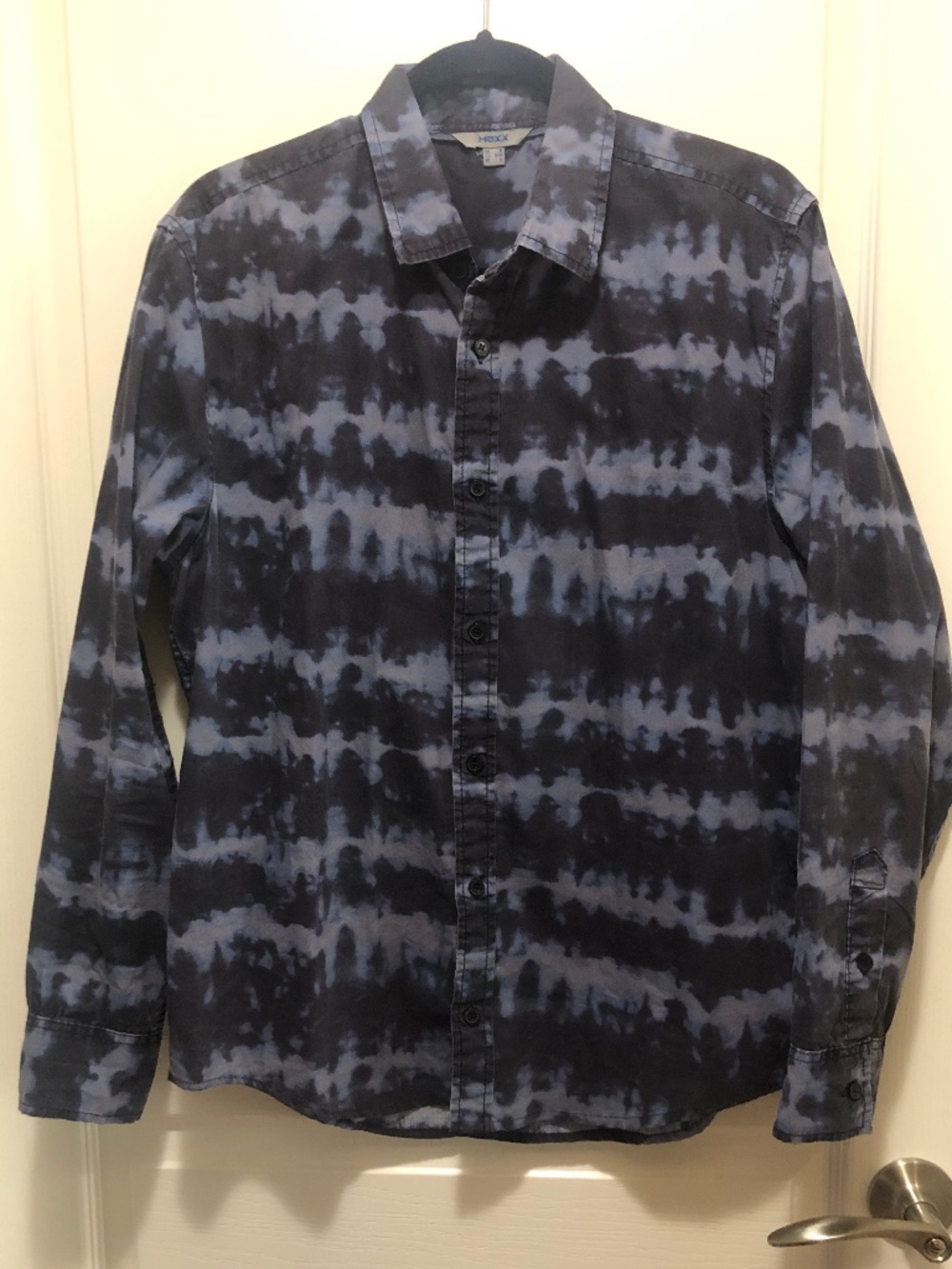 Mexx Medium Mens shirt cotton tie dyed print navy and indigo blue button down